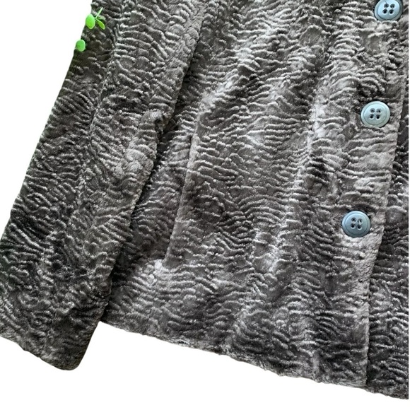 Juliana Collezione Velvet Textured Buttoned Coat Jacket Gray-Brown Size M - Picture 4 of 8